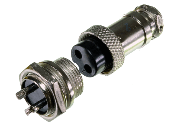 Conector 2 Pin Circular Rosca 16mm Macho + Hembra