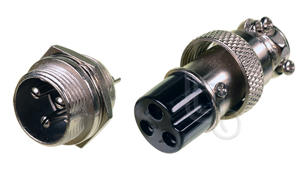 Conector 3 Pin Circular Rosca 16mm Macho + Hembra