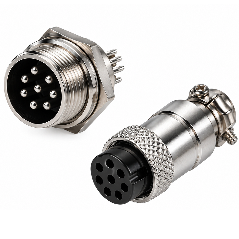 Conector 8 Pin Circular Rosca 16mm Macho + Hembra