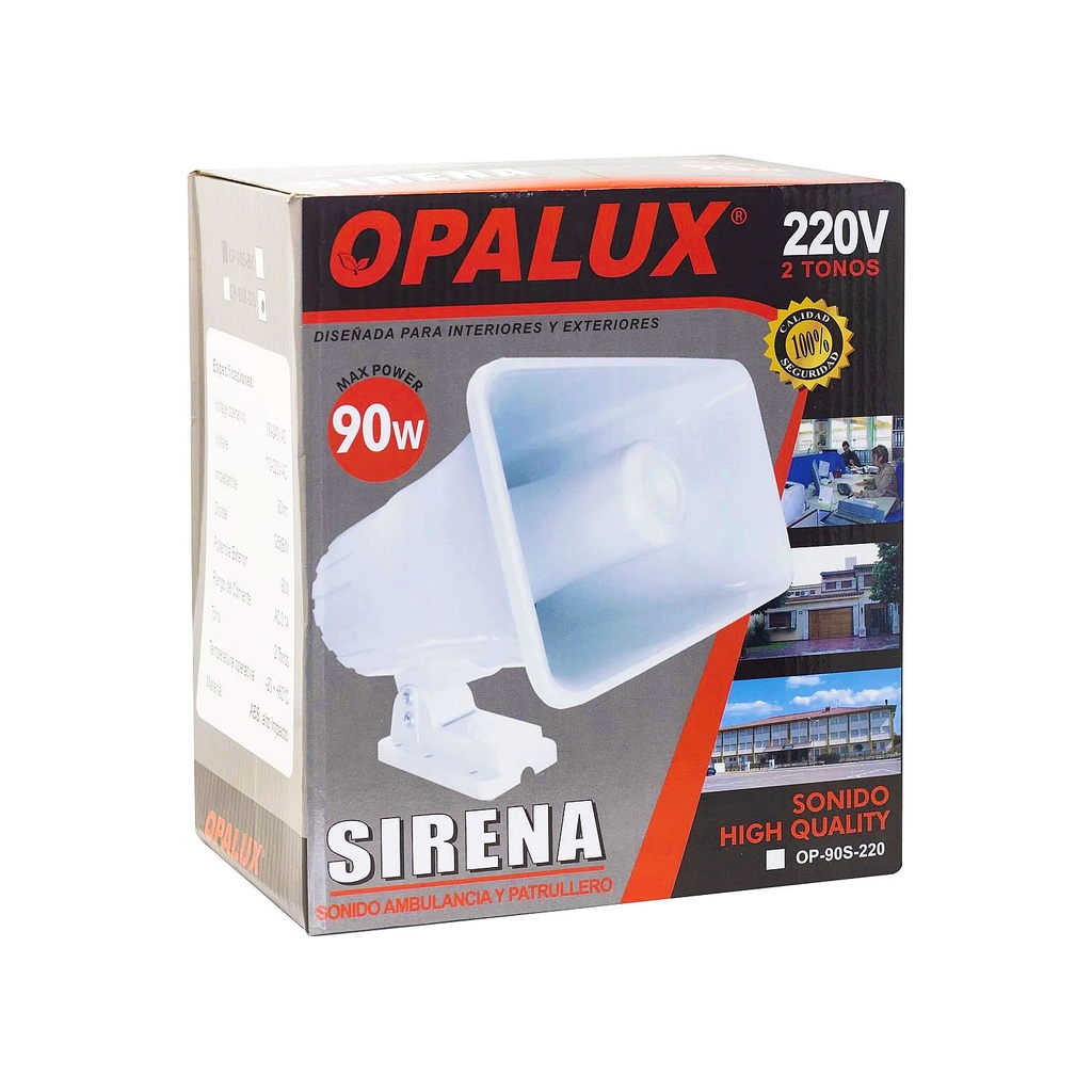 SIRENA NEGRA OPLALUX 220V 90W 2 TONOS