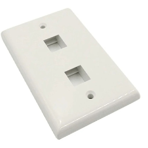 [PP-2P] Placa Pared Simple 2 Puertos Blanco  SATRA  