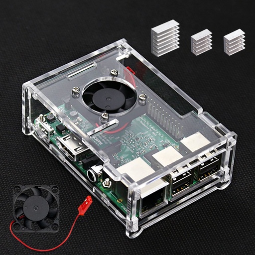 [RASP-AFUN] Caja de Acrilico con Ventilador P./Raspberry