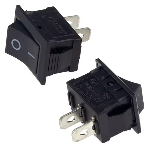 [XW-601-2P] SWITCH NEGRO 6A 250VAC 2 PIN 15X21MM SIN LUZ