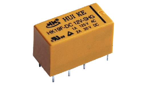 [HK19F-DC 12V-SHG] Microrelay 12VDC 8 Pines Amarillo 1A 120VA