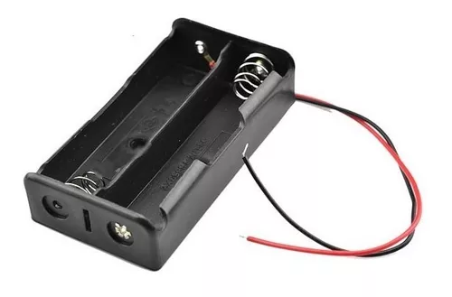 [UM-18650x2R] Porta Pila para 2 Baterías 18650 con Resorte y Cablecillos