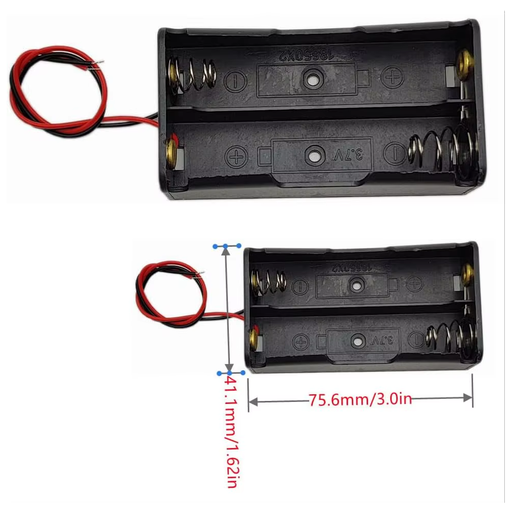 [UM-18650x2R] Porta Pila para 2 Baterías 18650 con Resorte y Cablecillos