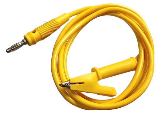 [TP-12PC-AMARI] Cable Siliconado con Plug Banana 4mm a Cocodrilo TP-12C (Amarillo)