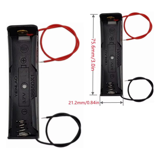 [UM-18650X1] Portapila para 1 Bateria 18650 de 3.7Voltios con Cablecillos