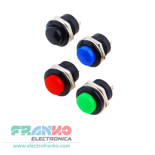 Pulsador de 2 Pines Plastico Circular 16mm. N.O. 