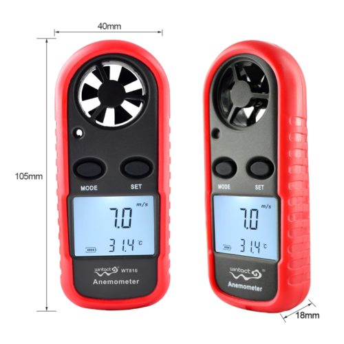 [WT816] WT816 Anemometro Digital mas Termómetro -10 a 45 °C  0.3 a 30 m/s WINTACT