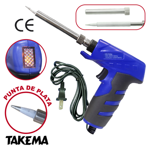 [ZD-723N] Cautin Tipo Pistola TAKEMA 25/130W 220VAC Azul