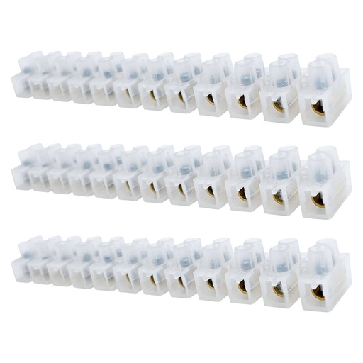 Regleta Bornera de Conexión para Cables - 12 Bornes 380 VAC (Blanco)