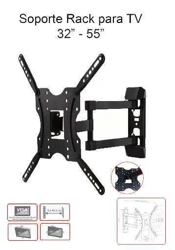[BTA27-443] RACK PARA TV 32"-55" BATBLACK FULLMOTION HASTA 30KG