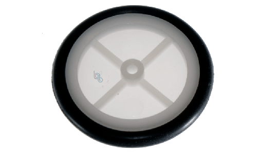 [W-28X3.5]  Rueda de Plástico con Jebe Blanca 28x3.5mm