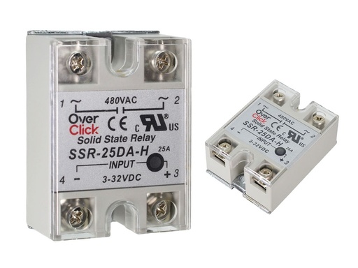 [SSR-25DA-H] Rele de Estado Solido DC-AC de 25A 480VAC Max. Entrada 3-32VDC Salida 90-480VAC