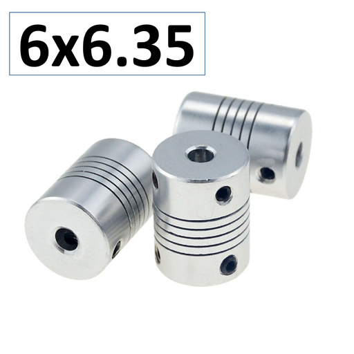[D19L25-60635] Acople Flexible de Aluminio de 6x6.35 D19 L25