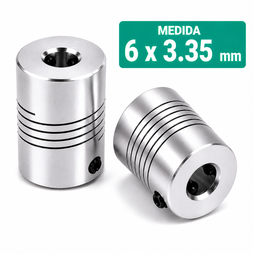 [D19L25-60635] Acople Flexible de Aluminio de 6x6.35 D19 L25
