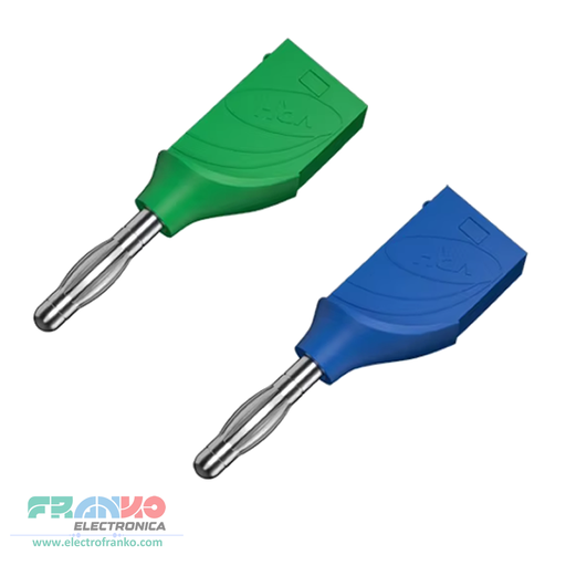 Conector Banana 4mm Apilable Negro con Jack 4mm Mueller  Cobre Niquelado 