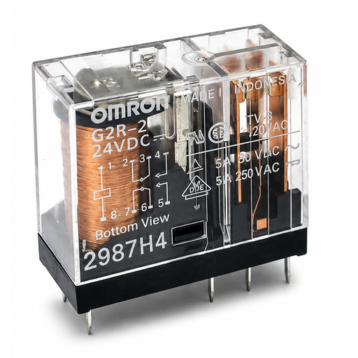 [G2R-2-24VDC] Relé de 24VDC Omron 8 Pines Doble Contacto DPDT