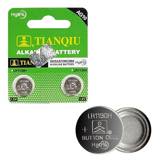 [AG10-TIA] Pila Botón Alcalina 1.5V AG10 LR1130 x 2 Pilas TIANQIU 