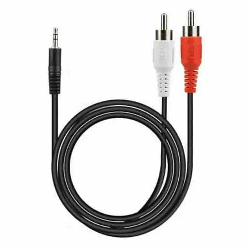 [RCA152-2X1-10MT] Cable 2 RCA A 1 Plug Mini 3.5mm de 10 Metros Dorado