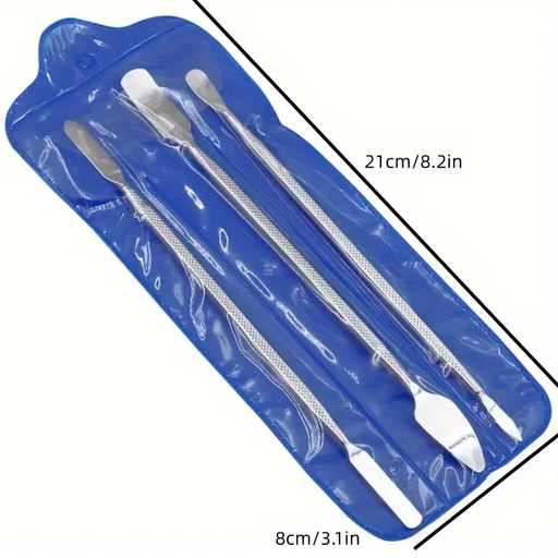 [HE-KIT3] Paleta Doble Metálica 3pz Estuche Azul 