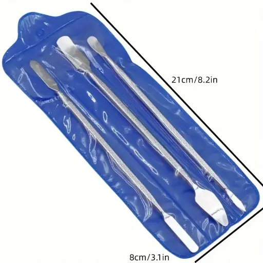 [HE-KIT3] Paleta Doble Metálica 3pz Estuche Azul 