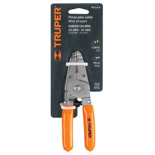 [PE-CA-6] PE-CA-6 Alicate 6" Pela Cable 22 a 10 AWG 17356 TRUPER