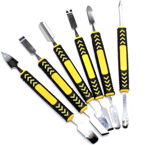 [HE-KIT4] Paleta Doble Metálica C/ Mango Amarillo 6pz 