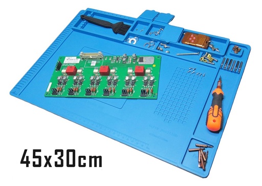 [MAT-1] Base de Soldadura de Jebe Siliconado, Plataforma de Trabajo con Aislamiento, para Estación de Soldar de 45x30 Base Manta Tapete