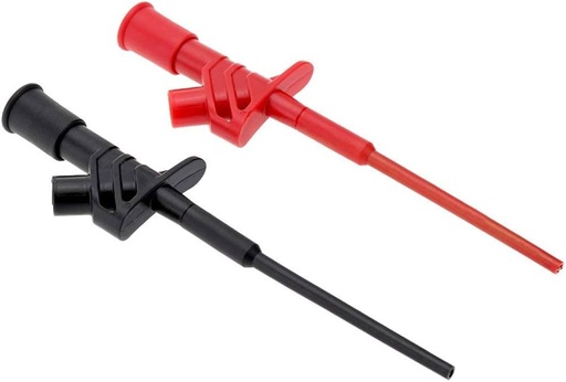 [CLIP-G] Clip Test Conector Aislado Flexible con Jack Banana de 4mm Clip de Gancho R/N
