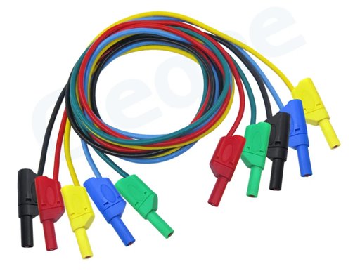 [TP12-AMAR] Cable Siliconado con Plug Banana 4mm 1mt Amarillo 