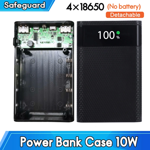 [CASE4-10W] Case para 4 Batería 18650 USB C, 5V, 10W El. Fr.