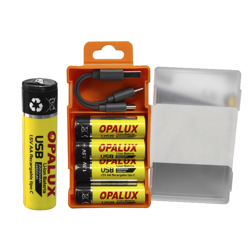 [LI-AA2200R] LI-AA2200R Batería-ION 1.5V AA Recargable TIPO C OPALUX