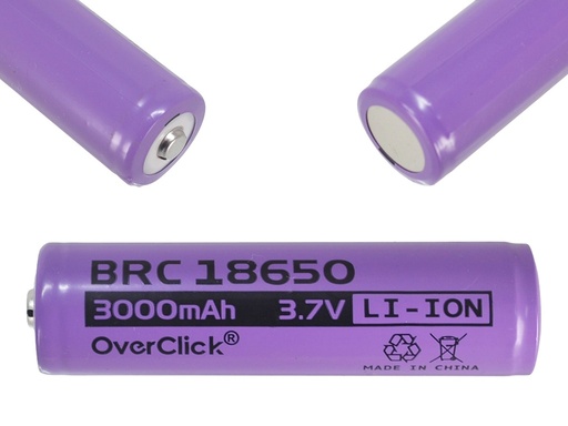[BRC18650] Batería de Li-Ion de 3.7V 3000mAH Real 69x18mm"OverClick" Lila