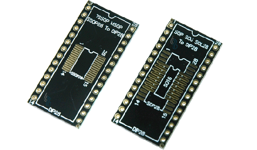 [PCB28-1838X2] PLACA IMPRESA TSSOP28/SOP28/SOP16 A DIP, ADAPTADOR