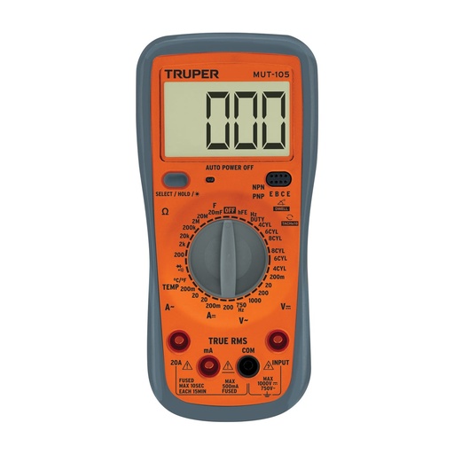[MUT-105] Multitéster Digital para Mant. Automotriz con RMS Verdadero, TRUPER 10403