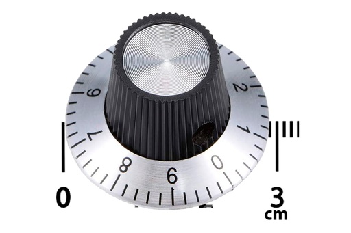 [PER-C2ES] Perilla para Potenciómetro Eje 6.3mm con Escala Diam 29mm x19mm