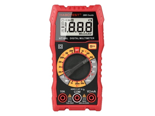 [HT108L] Habotest Multimetro Digital 2000 Cuentas 600VAC/DC Voltímetro Amperimetro Ohmimetro