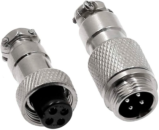 [GX12-4PFM] Conector de 4 vías Pin Circular Rosca 12mm Macho + Hembra Aéreo