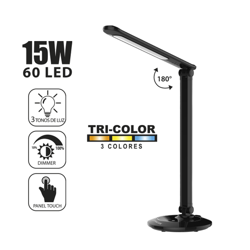 [OP-8763LA] OP-8763LA Lámpara De Escritorio Touch "OPALUX" 15W 60 Led 3CCT