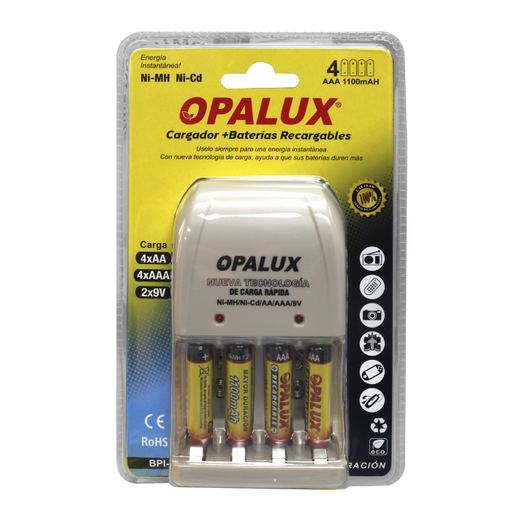 [BPI-06AAA1 ] BPI-06AAA1 Cargador De Pilas Aa/Aaa/9V "OPALUX" Ni-Mh/Ni Ul + 4 Pilas Nh-Aa