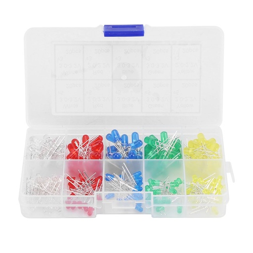 [LED-200] Kit de 200 LED 5mm Colores Variados con Caja 