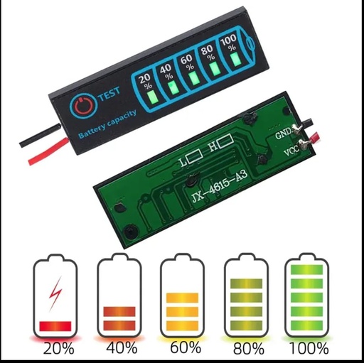 [JX-4615] JX-4615 Indicador de Capacidad de Carga, Li-ion, Lipo, 1-8S, 5-30V 