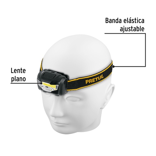 [LI-CA-3AAAP] Linterna Frontal de Minero 3 Leds 65 lm de 3 Pilas AAA, Pretul 27083