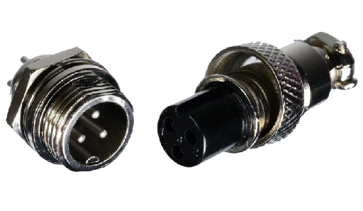 [GX12-3PCH] Plug + Jack de 3 Pines Metalico Mini 