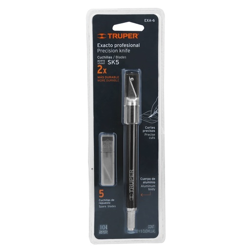 [EXA-6] Cuchilla Profesional 6" con 5 Navajas de Acero SK5, TRUPER 16969