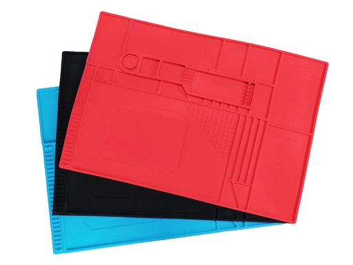 [MAT-7Rojo] Base de Soldadura de Jebe Siliconado, Mesa de Trabajo con Aislamiento para Soldar de 55x38cm (Rojo)