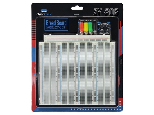 [ZY-208] Tablero de Pruebas con Base de Metal, Placas Protoboard Cuadruple en Blister "Overclick"