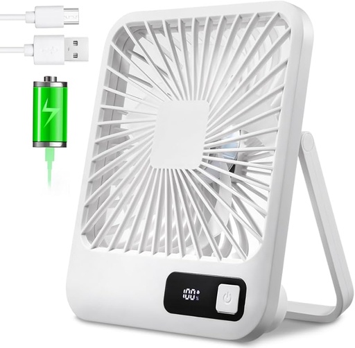 [ET-H6183] Ventilador de Mesa Digital 5 Velocidades Recargable